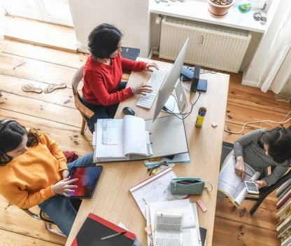 Overhead view of home office